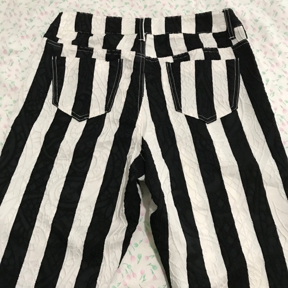 Tricotto Stripe Jeans Pants Women’s Size 6/S Black White Punk Alt Goth Pockets - Picture 12 of 16